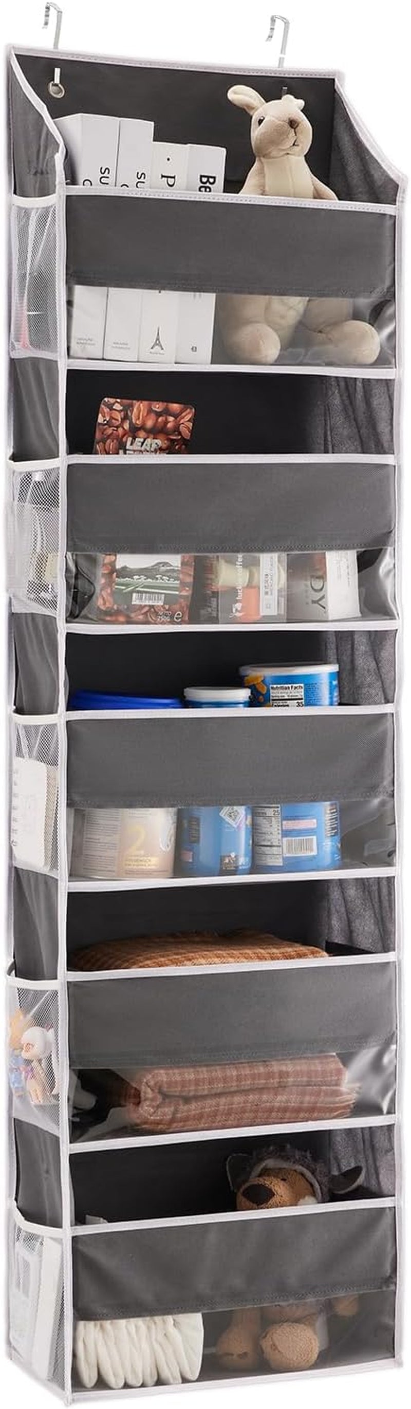 over the Door Organizers, 5-Shelf Door Storage for Bathroom, Dorm, College, Baby Organizer for Diapers 1 Pack, Grey