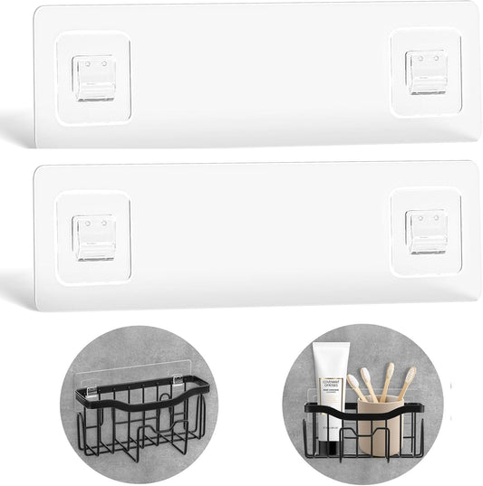 Adhesive Hooks for Sink Caddy,Replacement Adhesive Hooks for Sponge Holder,Kitchen Sink Caddy Hook,No Drilling,Adhesive Strip Kitchen Hooks Strong -2 Packs, Clear
