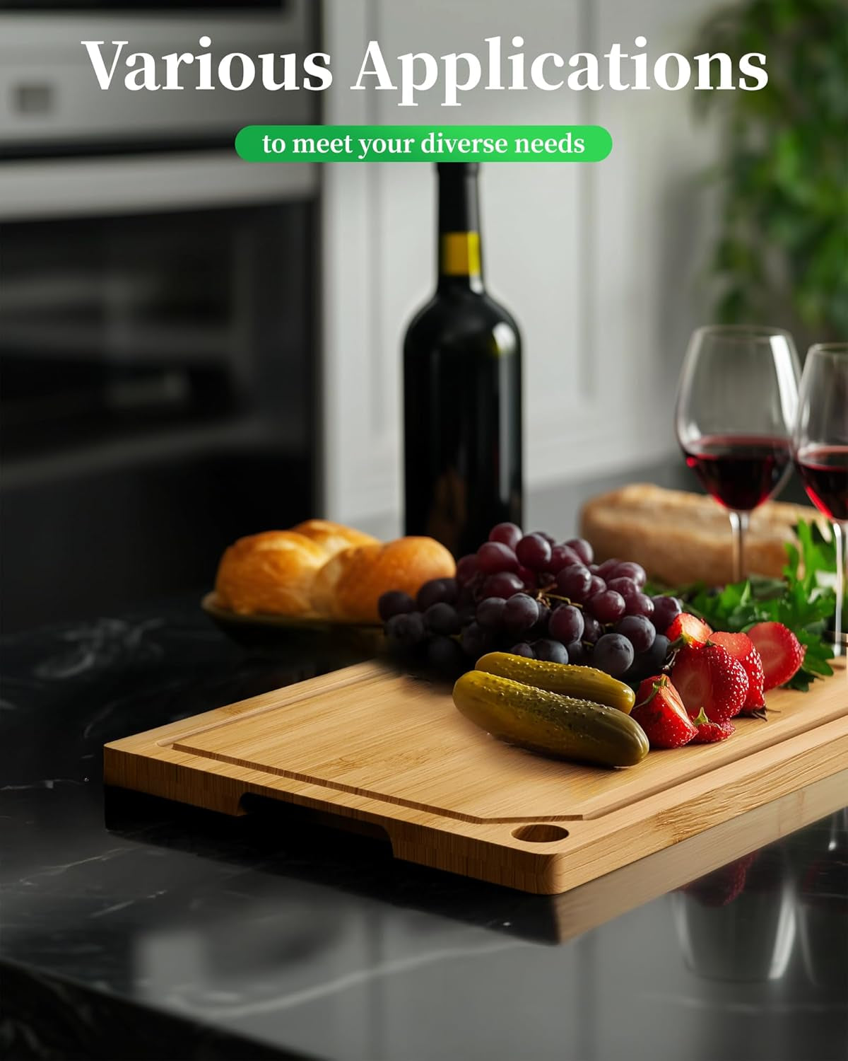 Bamboo Cutting Board - Multi-Sizes Wooden Cutting Boards for Kitchen, Convenient Kitchen Essentials with Deep Juice Grooves, Natural Cutting Board for Chopping & Serving, 11.6" X 7.9"