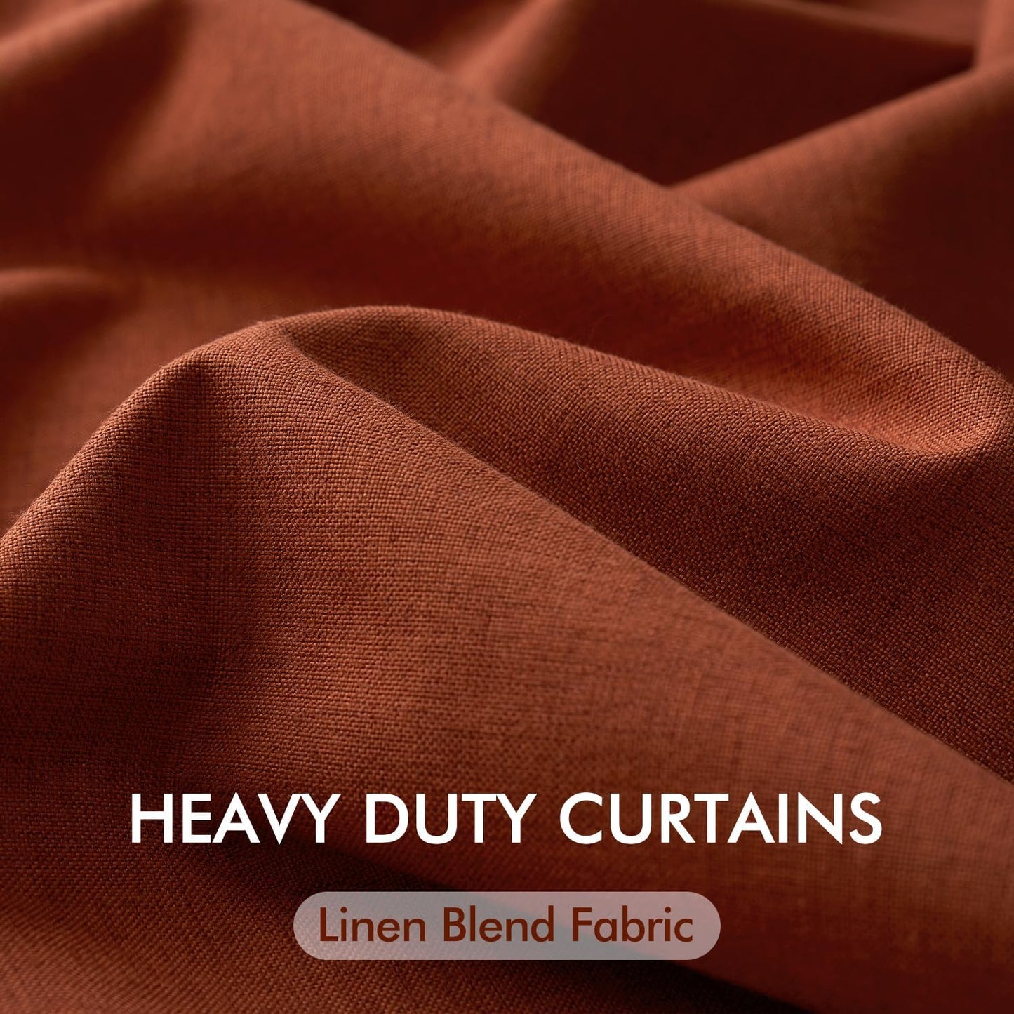 Burnt Orange 96-Inch Pinch Pleated Blackout Curtains, Linen Thermal Insulated Drapes with Hooks for Living Room and Bedroom - Set of 2 Panels