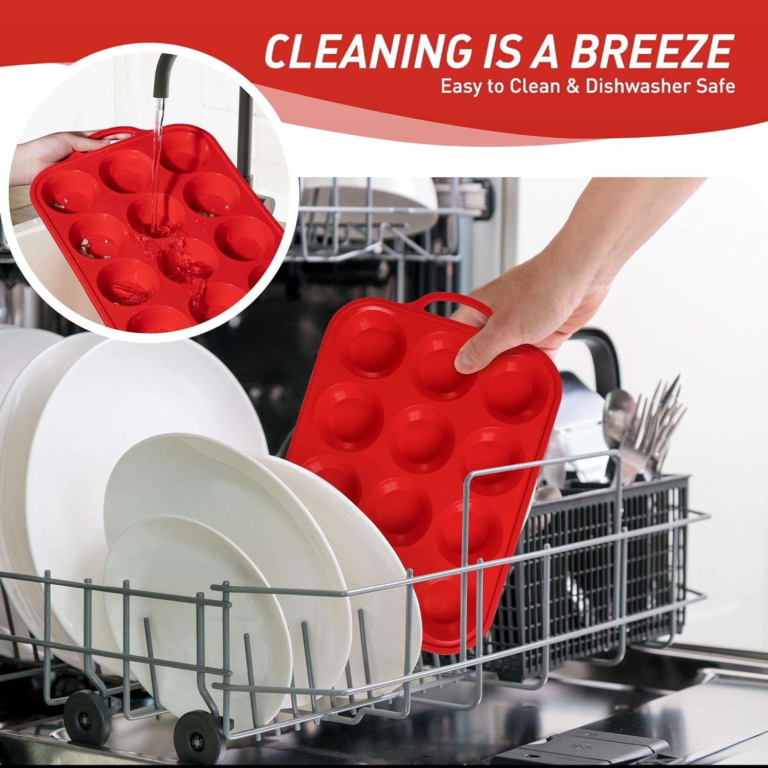 2 Packs 12 Cups Silicone Muffin Pan for Baking with Metal Reinforced Frame Regular Size Cupcake Pan Tray Egg Bites Silicone Cookie Molds Muffin Tin Tart Pans Sheet Set for Oven Dishwasher Safe