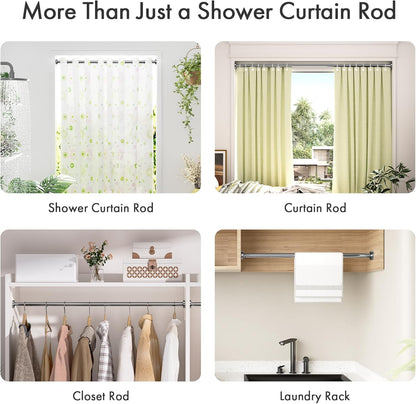 Spring Tension Shower Curtain Rod, 31-46.5 Inches Heavy Duty Tension Rod Rust Proof Bathroom Curtain Rod, Adjustable No Drill Easy Segmented Installation, Chrome