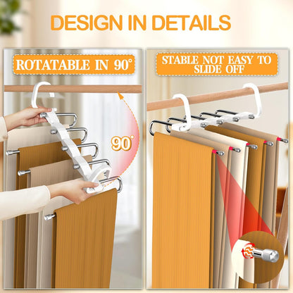 Space-Saving Non-Slip Pants Hanger - 1 Pack for Organizing Jeans, Trousers, Scarves, Leggings, and Skirts (Red)