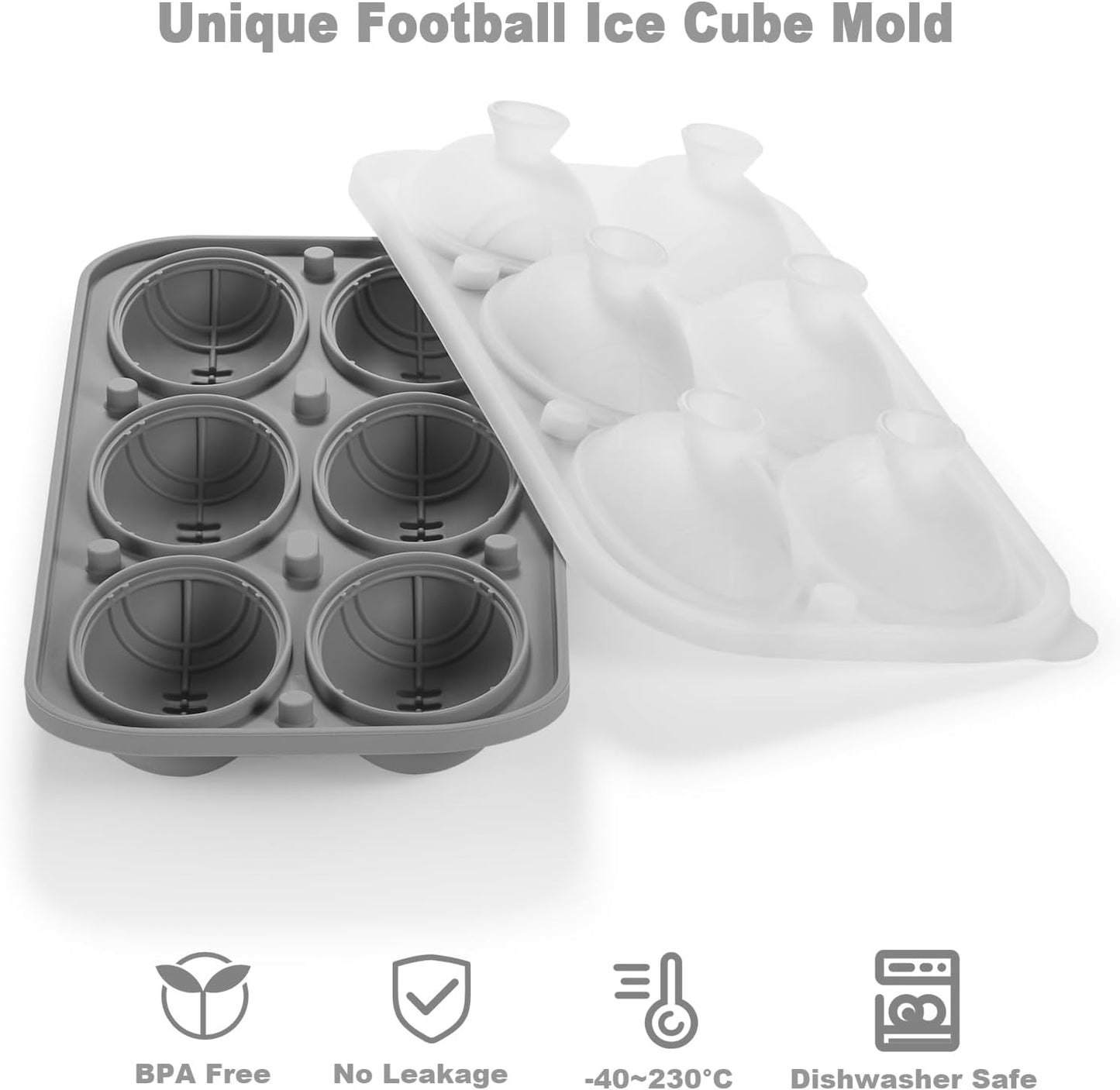 3D Football Ice Cube Tray, Large Football Silicone Fun Shapes Whiskey Ice Mold with Funnel for Cocktails, Bourbon,Brandy, Whiskey Gifts for Men