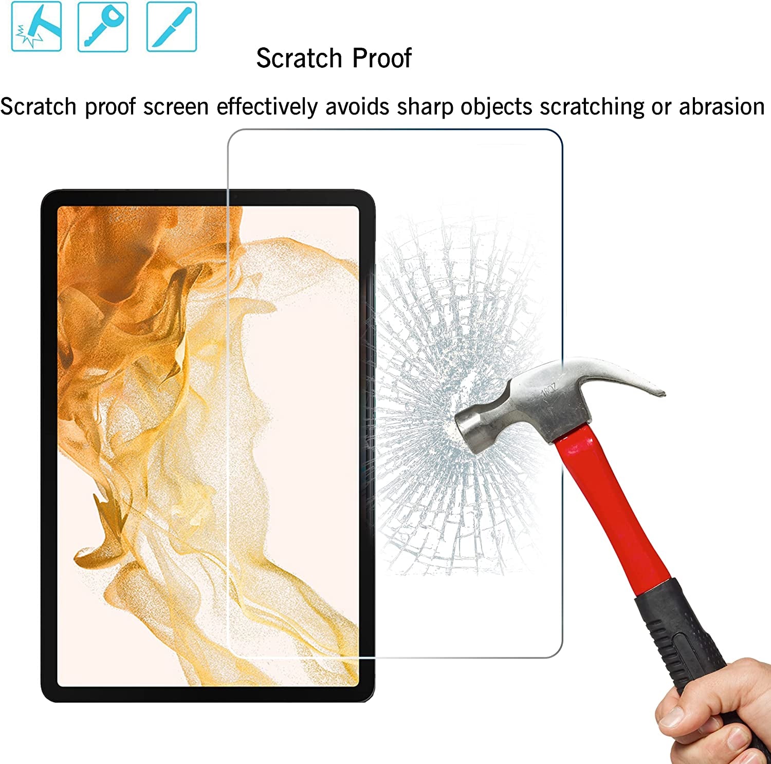 Screen Protector for Galaxy Tab S8 Plus/S7 FE/S7+, 12.4 Inch 2Pack Tempered Glass 9H Hardness 2.5D Edge Ultra Clear anti Scratch Case Friendly