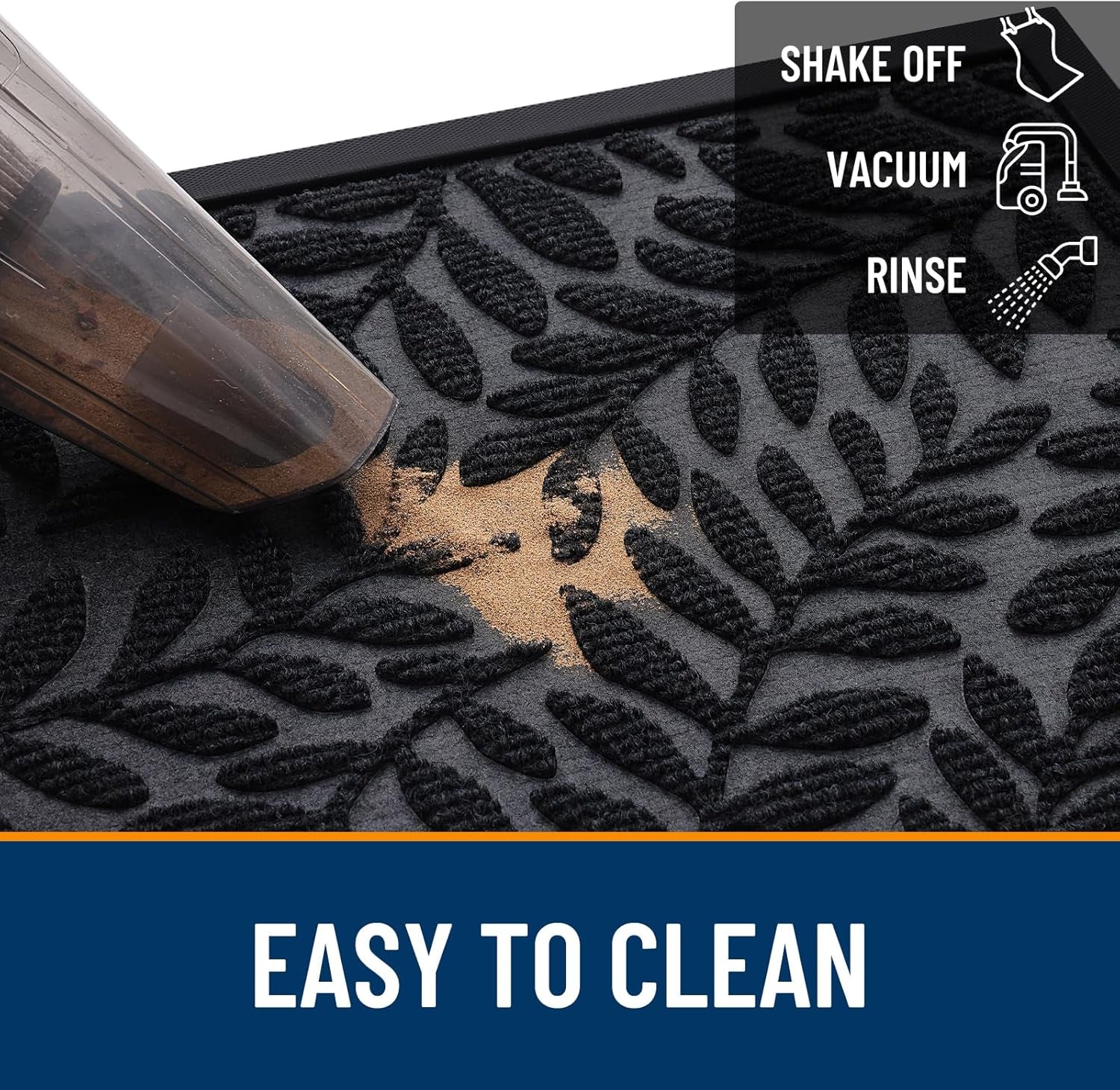 Door Mat Indoor Outdoor Entrance, 29.5X17, Waterproof All-Weather All-Season Doormat, Sturdy Natural Rubber, Stain and Fade Resistant, Low Profile, Easy Clean Patio Entryway Mat, Black