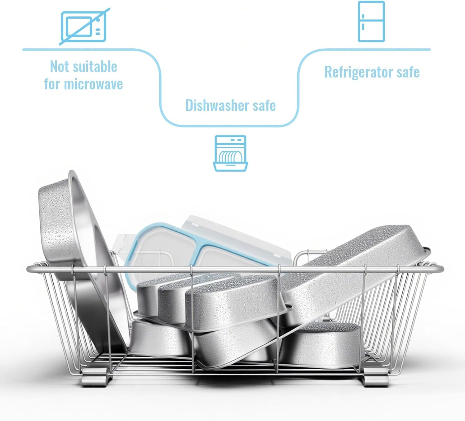 Stainless Steel Snack Containers for Kids Adults, 2 Pack 2 Compartment Metal Snack Containers Box with Lid, Reusable Food Storage Container, Leak Proof, Grab and Go, Blue