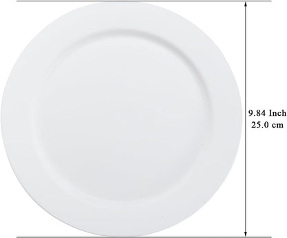Set of 8 Reusable 10-Inch White Plastic Plates - Versatile Dinner, Salad, and Pasta Dishes for Home, Garden, Picnic, Camping, and Outdoor Use