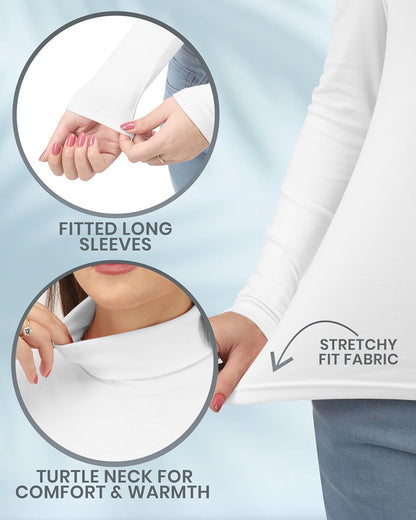 3 Pack Women’S Turtleneck Long Sleeve Tops Slim Fit Thermal Base Layer Shirts