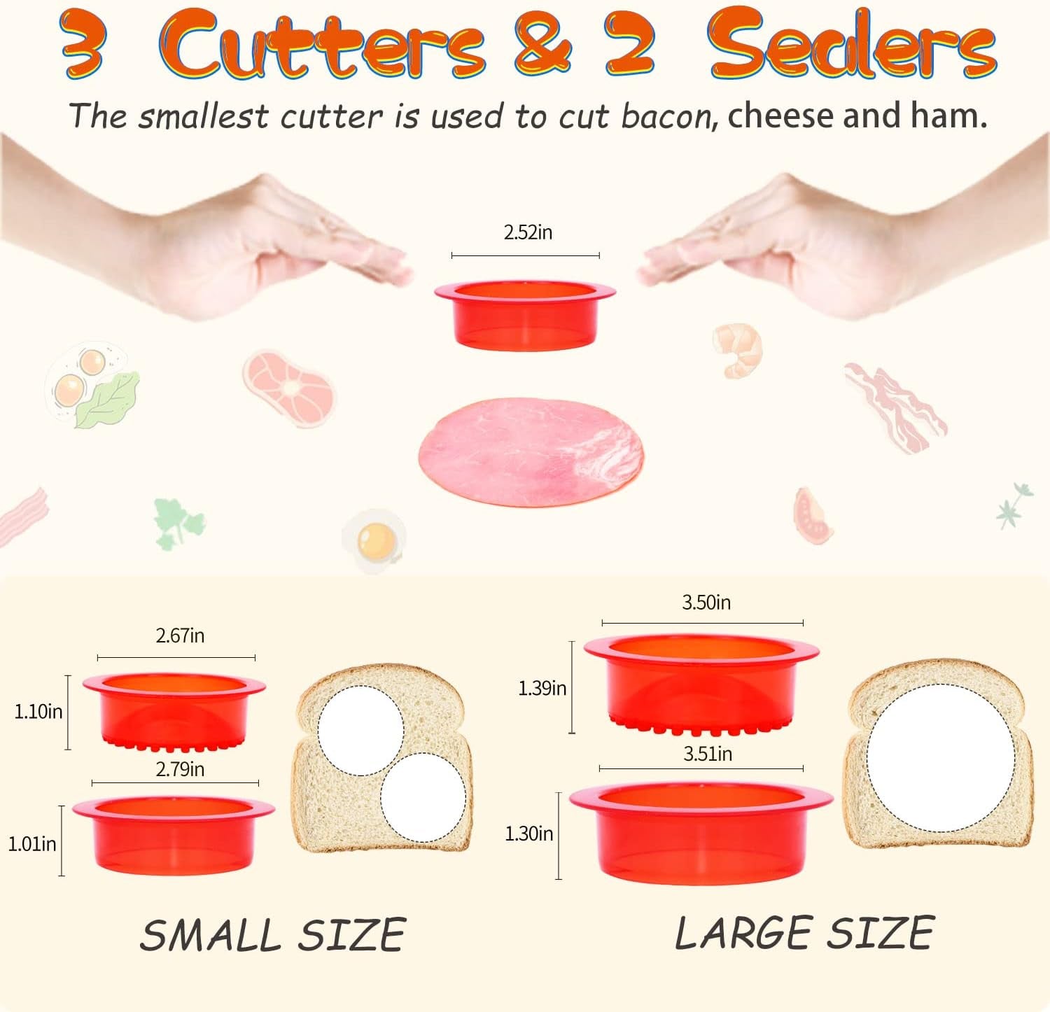 Sandwich Cutter and Sealer - 5 PCS Decruster Sandwich Maker - Peanut Butter and Jelly Crustless Sandwich Bread Pancake Maker Cookie Cutter for Kids Children Boys Girls