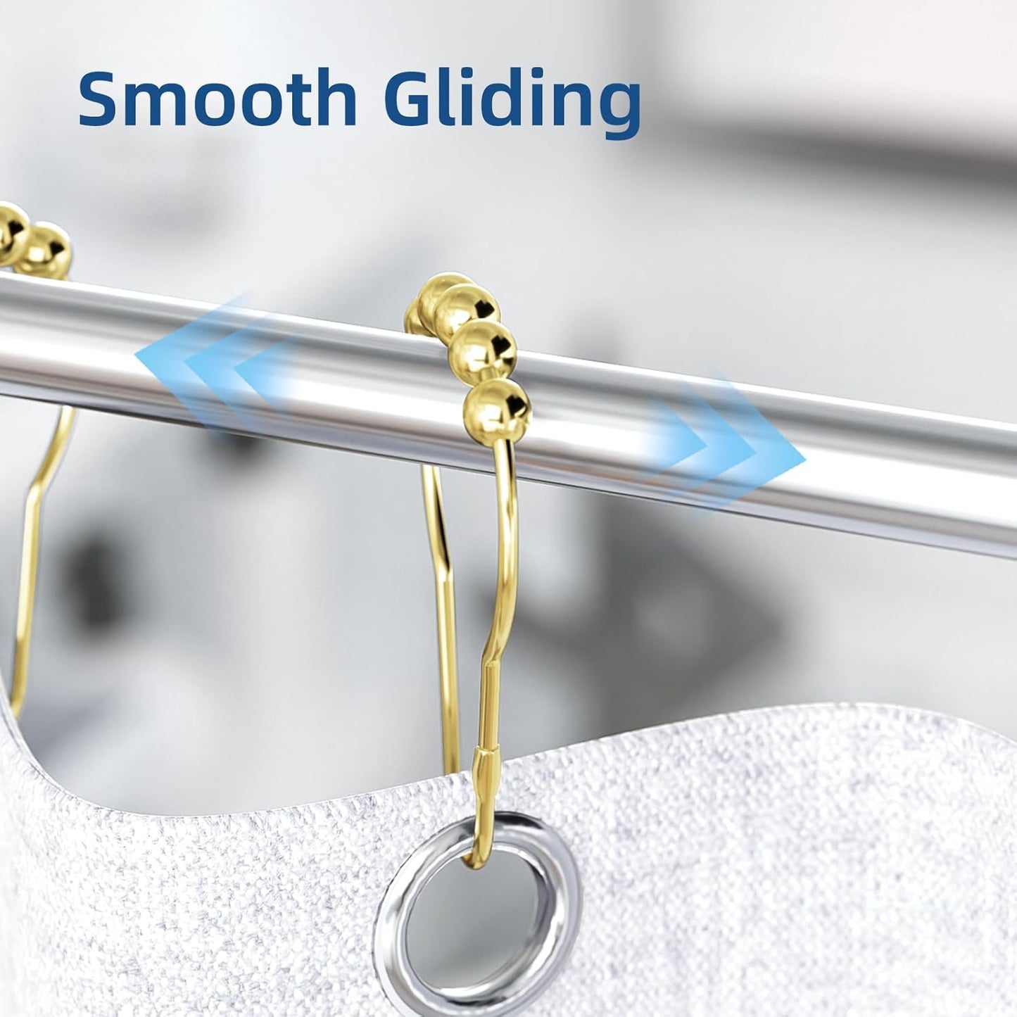 70X72 Inches Fabric Shower Curtain Liner and Gold Shower Curtain Rings