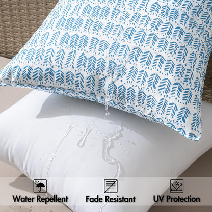 Set of 2 Waterproof Outdoor Throw Pillows - 18" x 18" Fade-Resistant Cushions with Inserts, Fluffy Decorative Pillows for Patio, Garden, and Sofa Use in Dark Blue