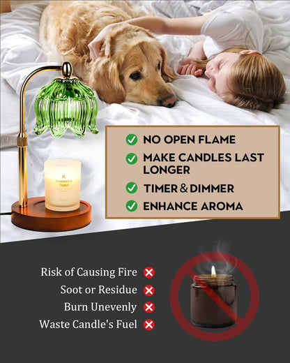 Candle Warmer Lamp with Timer Dimmable, Adjustable Height, Birthday Gifts for Women Mom, House Warming Gifts New Home Room Decor, Wax Warmer Lamp for Jar Candles with 2 Bulbs