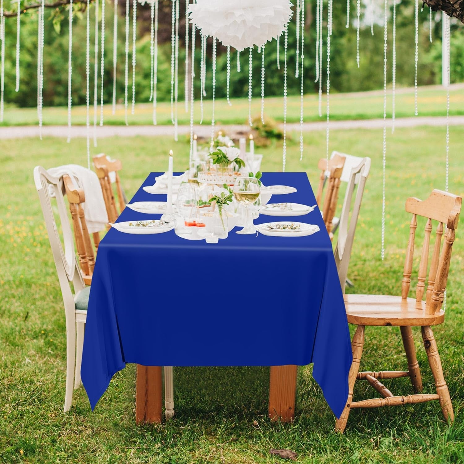 4 PCS Blue Tablecloth, 54 X 108 Inches Plastic Table Cloth Disposable, Table Cloth for Parties, Picnic, Camping and Baby Shower Decorations, Leakproof Table Cover of Indoors Outdoors