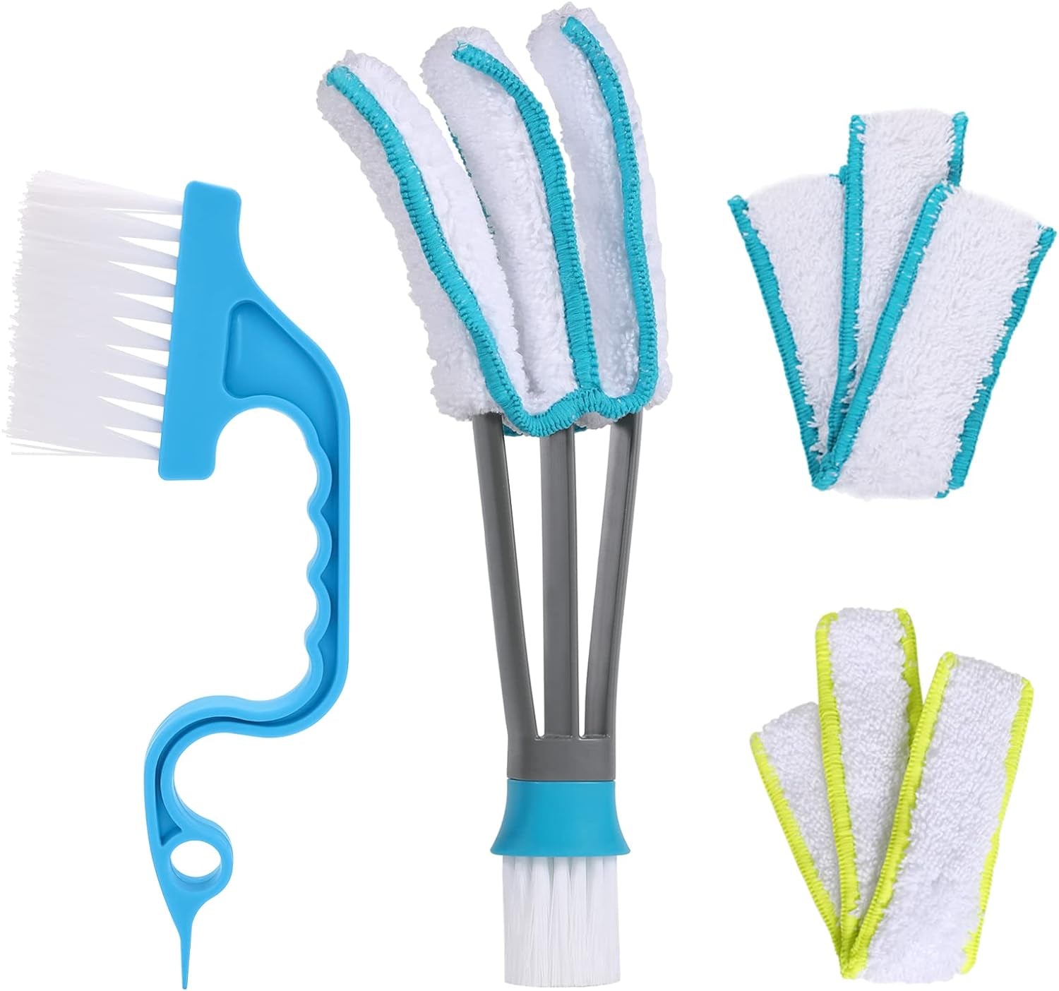 Blind Duster, Blind Cleaner Duster and Brush Kit with 3Pcs Removable Microfiber Sleeves Groove Gap Cleaning Tool for Household Cleaning Window Cleaning Air Conditioner Cleaner