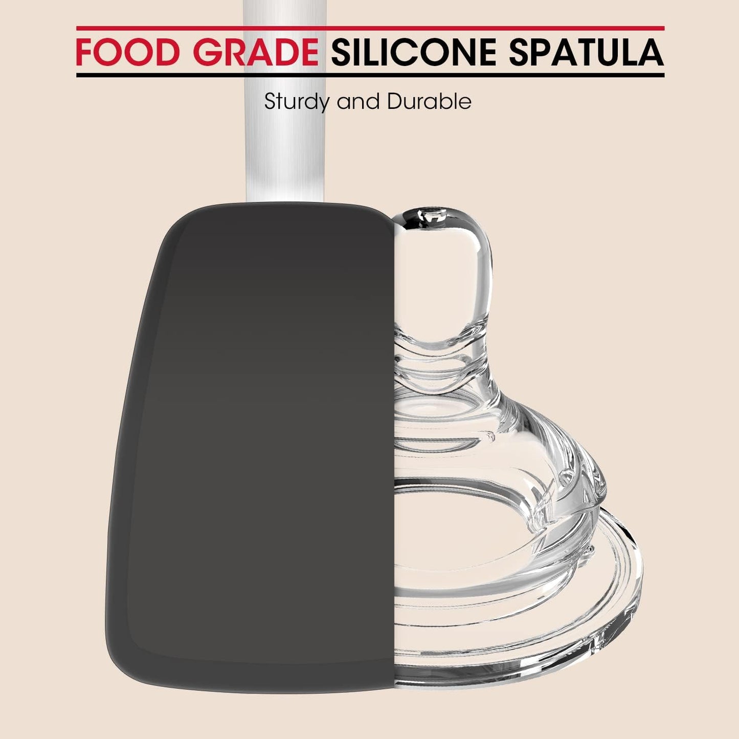 Flexible Silicone Spatula, 600°F Heat Resistant Silicone Turner for Nonstick Cookware, Essential Kitchen Cooking Utensil, Ideal for Flipping Eggs, Pancake, Burgers, Crepes and More, Medium