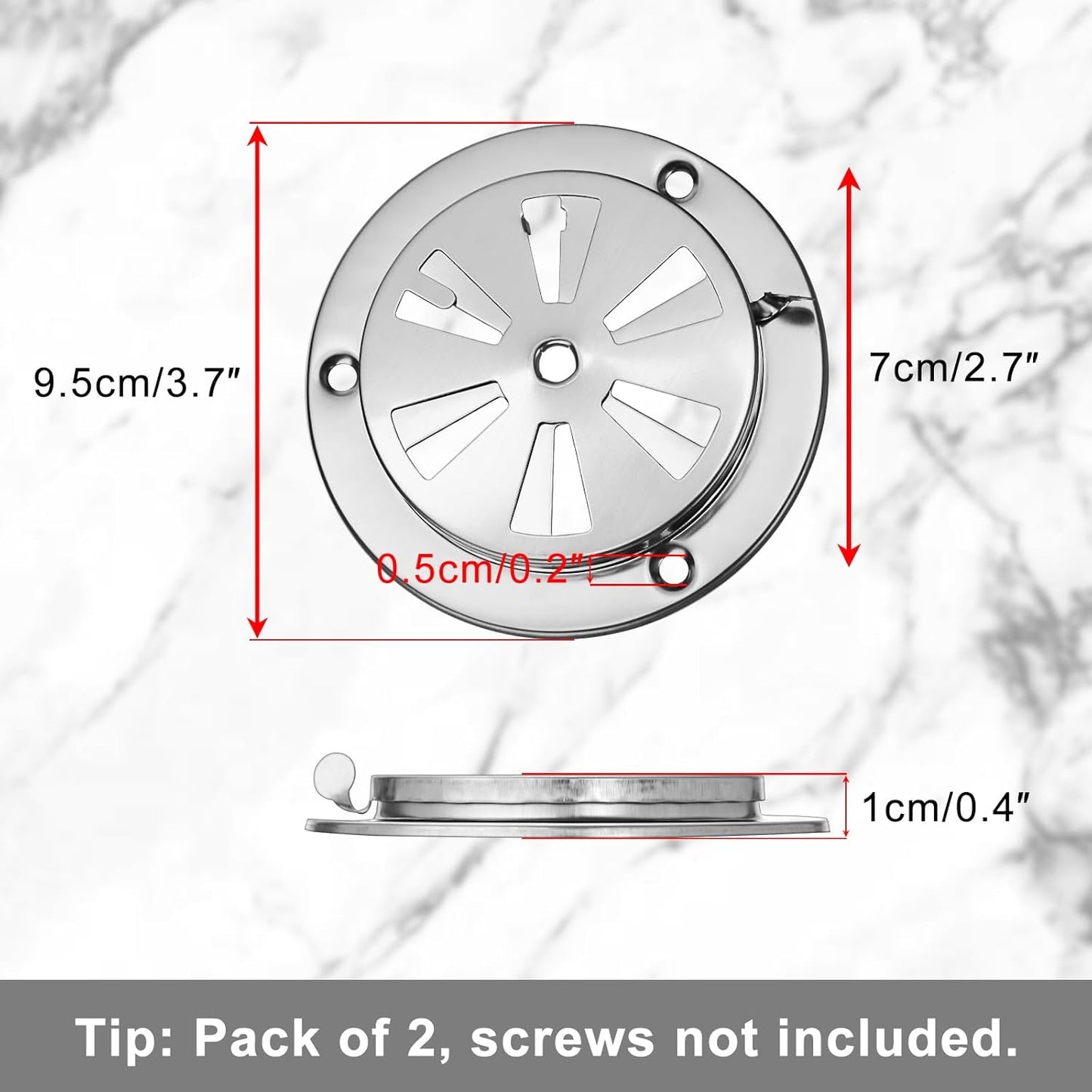 2-Piece Stainless Steel BBQ Grill Smoker Exhaust Vent Damper Set for Airflow Adjustment and Smoke Control, Replacement Parts JMUS20243414