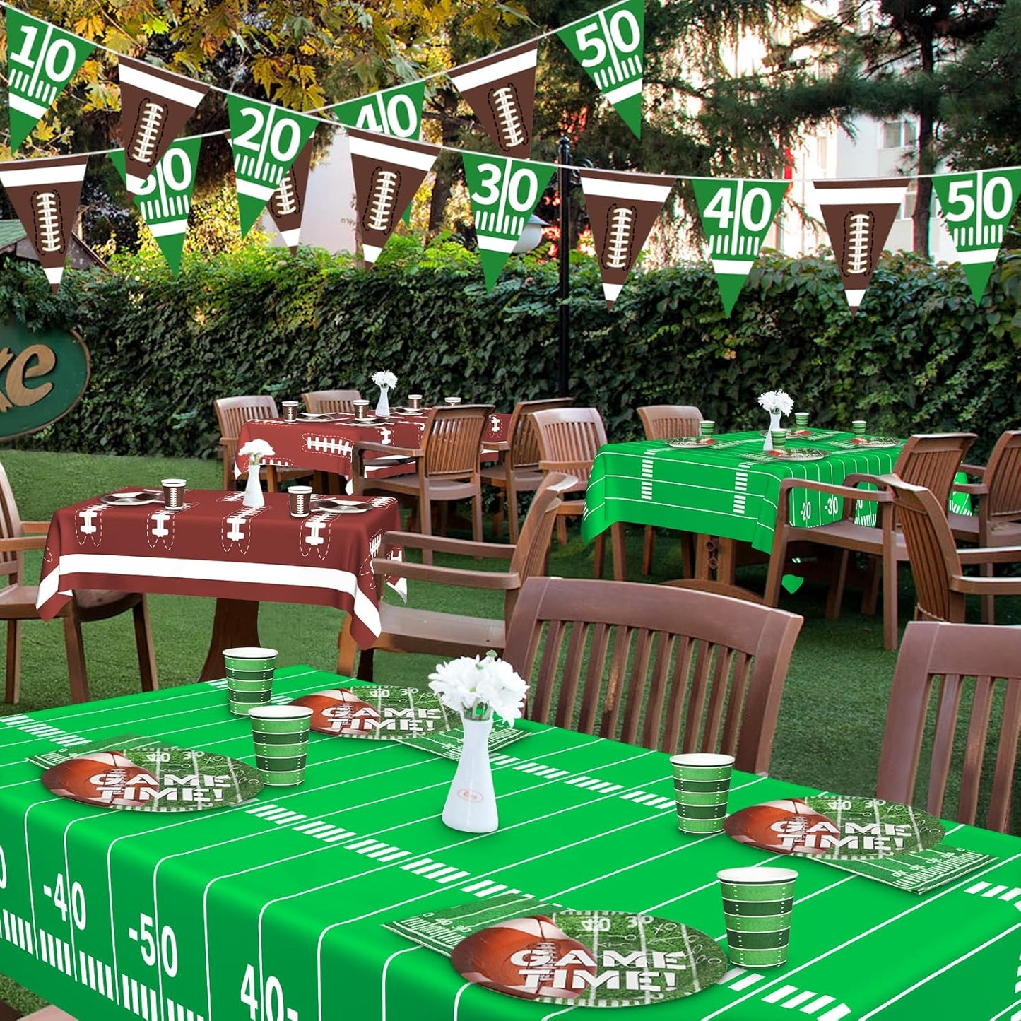 Football Party Supplies, Football Party Decorations 2025 Kit for 24 Guests, Includes Plates, Napkins, Cups, Banner and Tablecloth