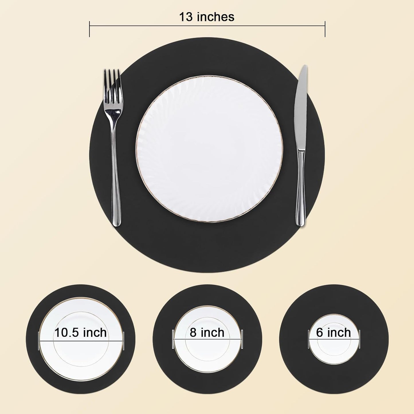 100 PCS round Paper Placemats 13 Inch Disposable Paper Place Mats for Dinner Wedding Birthday Party Festival Table Decoration Indoor Outdoor, Black