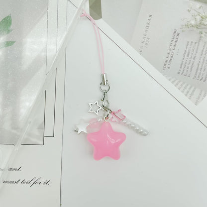 Star Phone Charm Cute Star Beaded Camera Charm Y2K Aesthetic Cell Phone Charms Camera Wrist Strap Chain Lanyard Accessories for Phone Bag Keychain Camera Pendants Decor