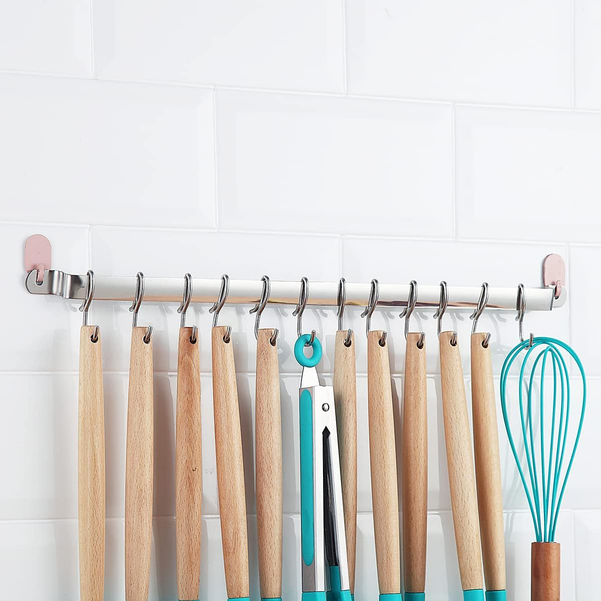 38-Piece Silicone Kitchen Utensils Set with Non-Stick Cookware, Wooden Handles, Multi-Use Hooks, and Utensil Racks (Blue)