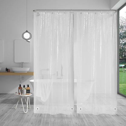 Small Shower Curtain Liner, 36X72 Stall Plastic Clear Shower Curtain Liner, PEVA Cute Narrow Shower Liner, Stand up Shower Curtain Liners with 2 Magnets and 6 Rustproof Grommet Holes