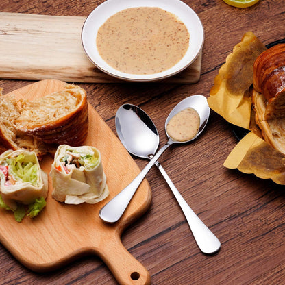 Dinner Forks and Teaspoons Bundle,16 Pcs 8" Food Grade Stainless Steel Silverware Forks & 16 Pcs 6.7" Stainless Steel Spoons,Mirror Finish & Dishwasher Safe,Use for Home,Kitchen or Restaurant