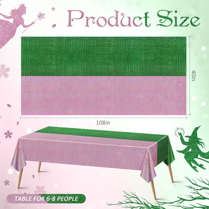 2-Pack Iridescent Green and Pale Pink Holographic Tablecloths 40x108" - Shiny Plastic Table Covers for Celebrations, Baby Showers, Birthdays, Weddings, Anniversaries, Bachelorette Parties, and Holiday Events