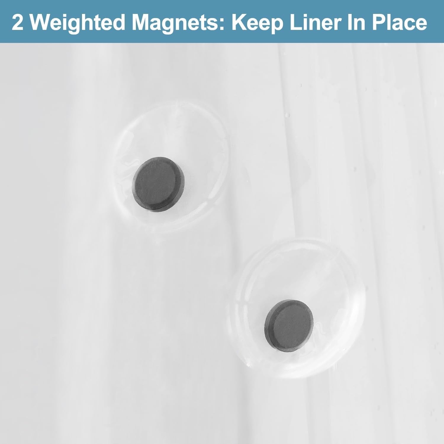 PEVA Waterproof Plastic Snap in Shower Curtain Liner Replacement with 2 Magnets35 W X 55" L for 36" W X 75" L Frosted