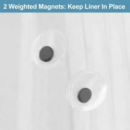 PEVA Waterproof Plastic Snap in Shower Curtain Liner Replacement with 2 Magnets35 W X 55" L for 36" W X 75" L Frosted