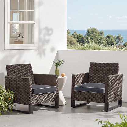 Outdoor Chair Cushions Set of 2 - 19" x 19" x 3" Waterproof Seat Cushions for Patio Furniture with Ties in Dark Grey