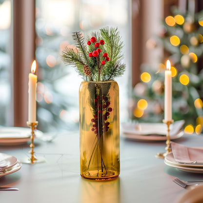 Glass Flower Vase, 8 Inch Tall Bud Vases, Home Decor Vases for Centerpiece for Living Room and Bedroom, Decorative Vases for Wedding, Valentines' Day, Mother'S Day (Amber)