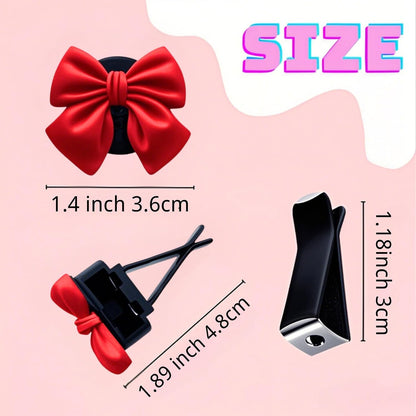 6 Pcs Bow Car Vent Clips (Red)