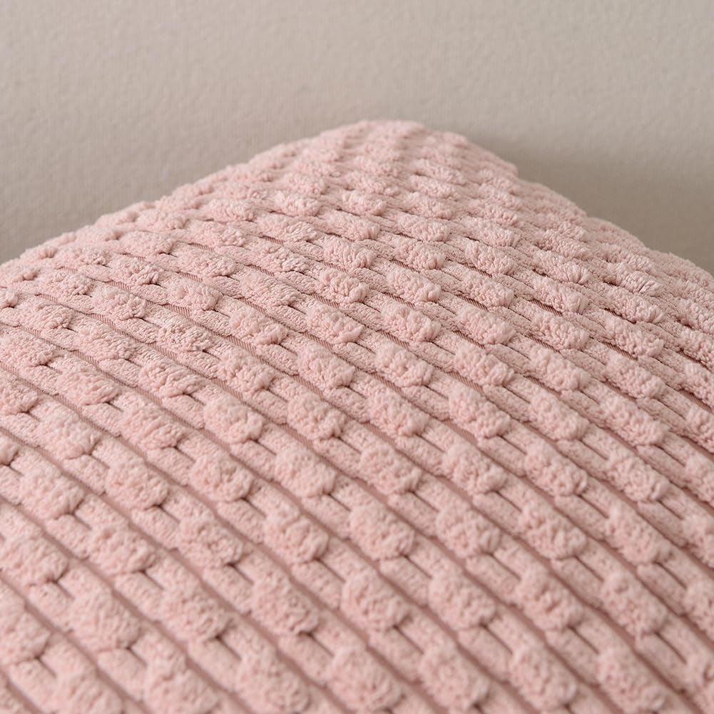 Set of 2 Pink Lumbar Decorative Throw Pillow Covers 12X20 Inch for Couch Living Room Bed Sofa, Modern Farmhouse Boho Home Decor, Soft Plush Corduroy Rectangle Cushion Case 30X50 Cm