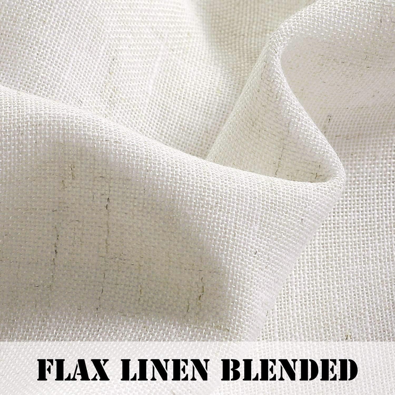 Natural Linen Tab Top Curtains 84 Inch Length for Living Room 2 Panel Drape Semi Sheer Neutral Country Rustic Farmhouse Boho Curtain Bedroom Muslin Look Light Filtering, Heathered Natural