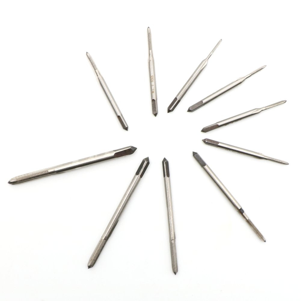 Micro Taps for Clocks and Watches Tapping, Mini NC High Speed Steel Metric Straight Flute Coarse Thread Design, 10 Pcs(M1 M1.2 M1.4 M1.6 M1.7 M1.8 M2 M2.5 M3 M3.5)