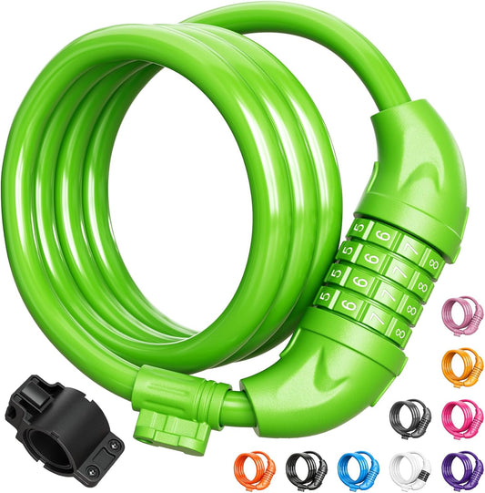 Bike Lock, Bicycle Lock 4 Feet Cable Lock 1/2 Inch Resettable Bike Lock Combination with Mounting Bracket, Bike Accessories for Bicycle, Electric Scooter, Motorcycle