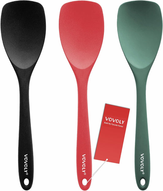 Upgrade Silicone Spatula Spoon Set, Heat Resistant Rubber Spoonula, Seamless Non-Stick Flexible Scrapers for Baking Mixing Tool,3 Pack,