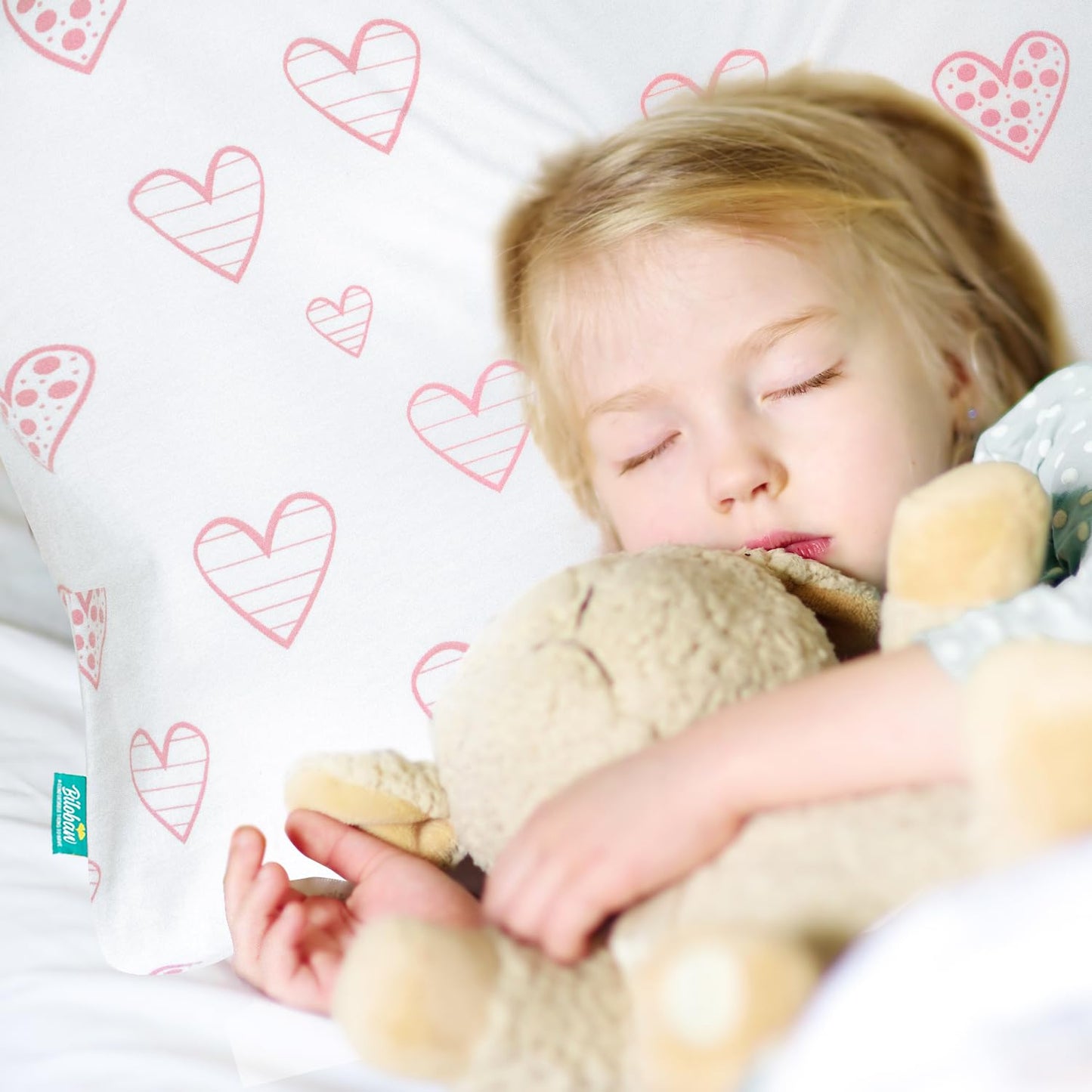 Organic Cotton 2 Pack Kids Toddler Pillowcase for Children Toddler Pillows 13"X 18" or 14"X19", Envelope Travel Toddler Pillow Cover Case (Pink Print)