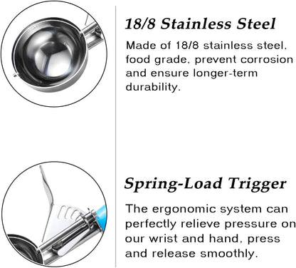 Ice Cream Scoop Set, 3 PCS Cookie Scoops, Disher, Muffin Scoops, Cupcake Scoop - #16 (2.7 Oz), #20 (2 Oz), #30 (1.25 Oz), for Cookie, Ice Cream, Muffin, Side Dish, Mashed Potatoes