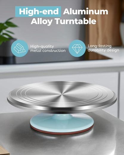 Aluminium Alloy Revolving Cake Stand 12 Inch Rotating Cake Turntable for Cake, Cupcake Decorating Supplies