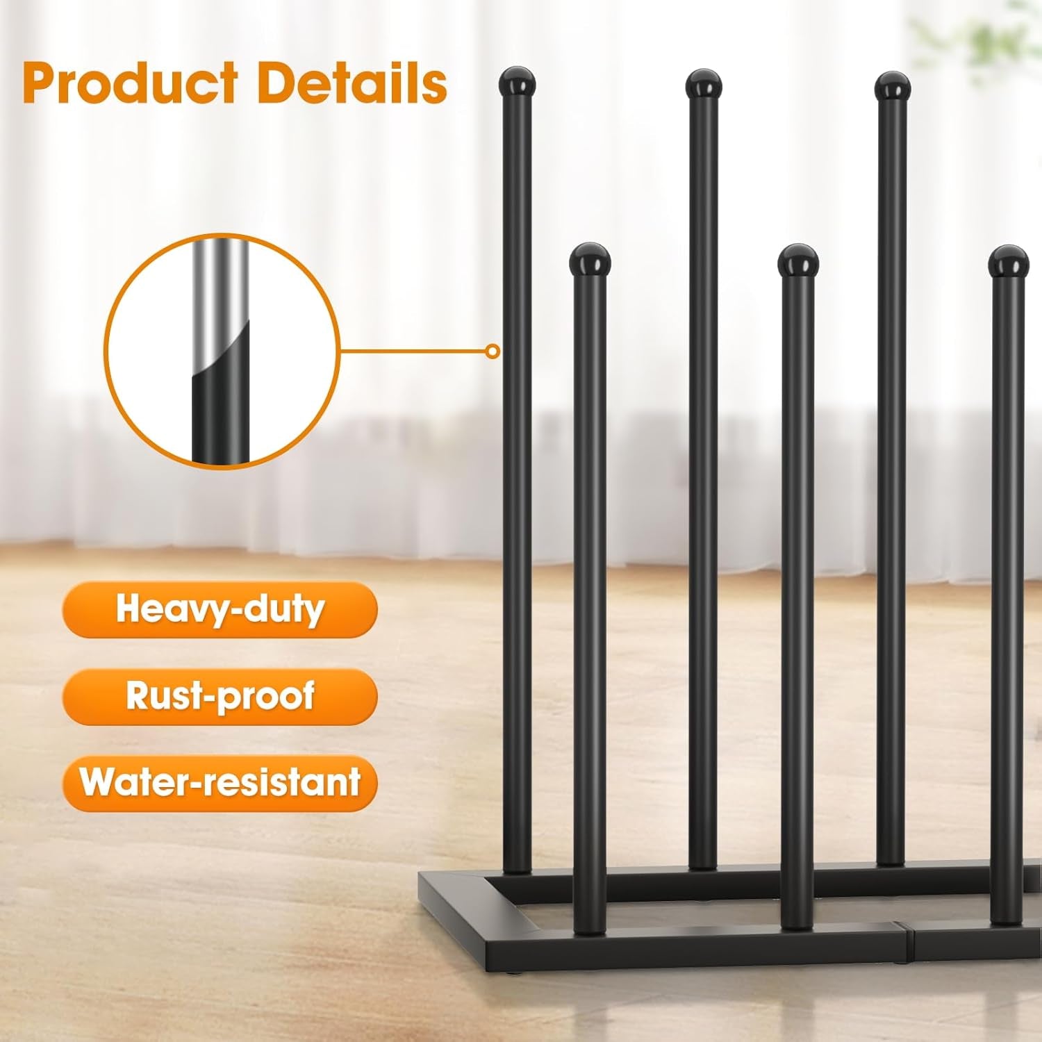 Free Standing Shoe Racks, Boot Organizer for Tall Boots, Black Metal Boot Rack Fit for 4 Pairs, Shoe Organizer for Dorm Room, Entryway (Black-4 Pairs)