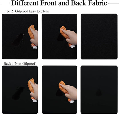 Fitted round Table Cloth, Reversible Waterproof Stain Resistant Elastic Stretch Tablecloth, Wipe Clean Table Cover for Outdoor/Indoor Use, Fits round Tables up to 40" - 44" Diameter, Black