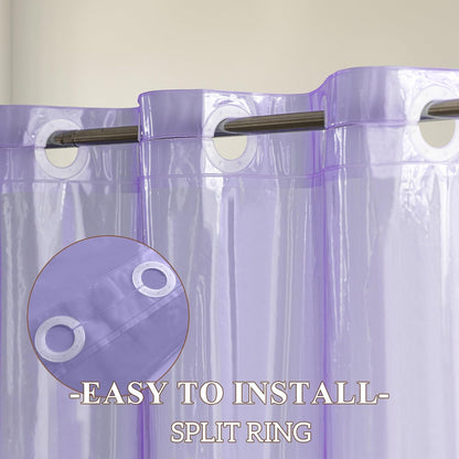 No Hook Clear Lavender Shower Curtain or Liner - Soft EVA 10G Extra Heavy Duty Shower Curtain with 3 Magnets for Bathroom, Standard Size 71" X 74", Clear Lavender