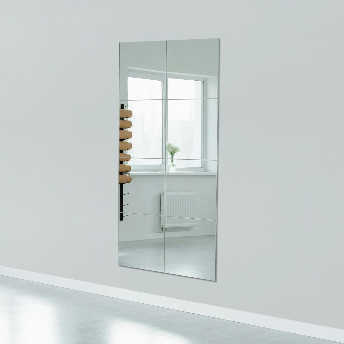 Full Length Wall Mirror Tiles, Gym Mirrors 12" X 15" X 4Pcs Square Wall Mounted Mirror, Frameless Mirror Tiles for Home Gym, Bedroom, Door