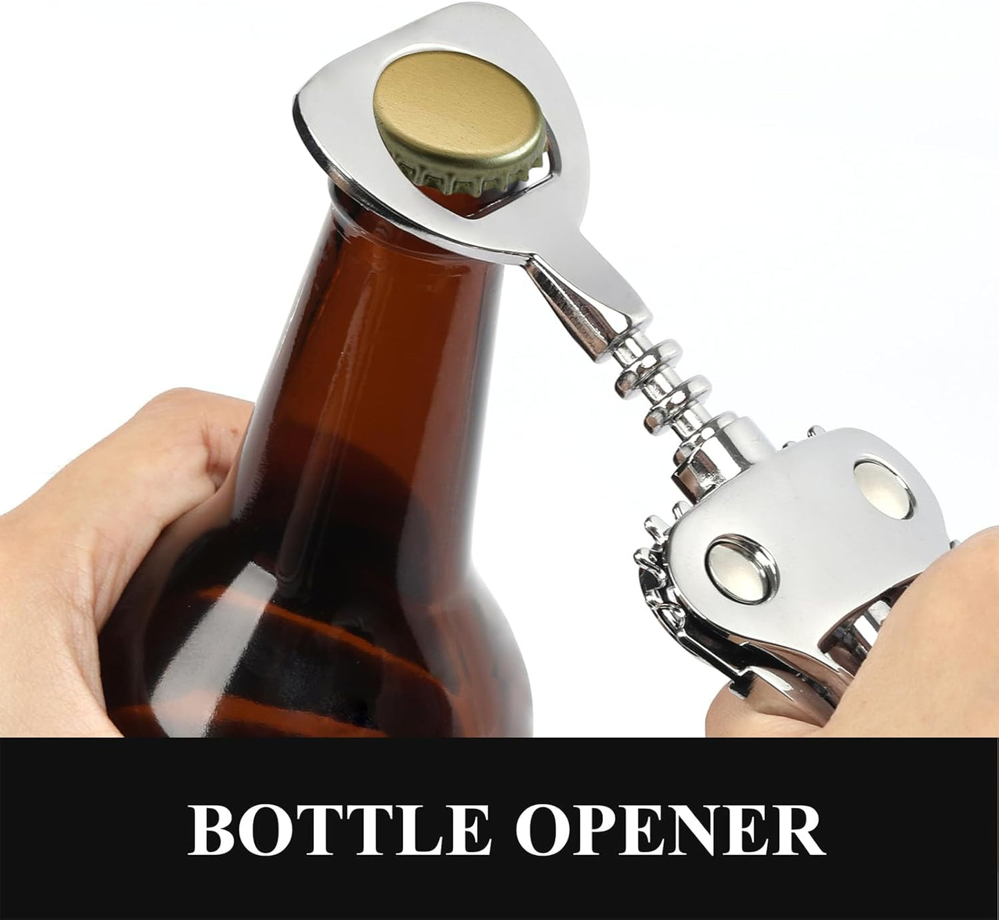 Wine Opener, Heavy-Duty Zinc Alloy Wing Corkscrew, Premium Beer Bottle Opener, Multifunctional Wine Accessories with Ergonomic Handle and Sharp Screw, for Kitchen, Bar, Restaurant, Bartenders