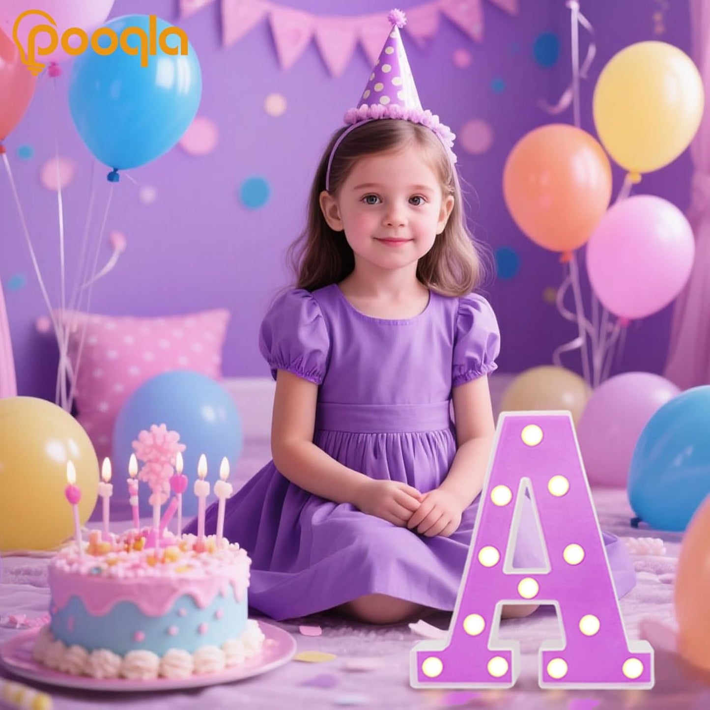 LED Marquee Letter Lights, Light up Alphabet Marquee Letters Sign for Night Light Birthday Wedding Party Christmas Lamp Home Bar Decoration, Purple Letter A