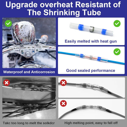 120PCS Heat Shrink Solder Seal Wire Connectors Kit, Waterproof Butt Connector Heat Shrink Electrical Terminals, Insulated Solderless Wiring Splice Connectors for Marine,Automotive,Stereo