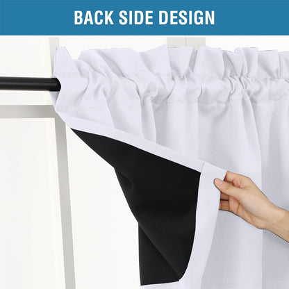 2 Panels White Valance for Windows, Natural Blackout Curtains Valances for Small Windows/Living Room/Bedroom/Bathroom Rod Pocket 52" W X 18" L, Greyish White，2 Packs