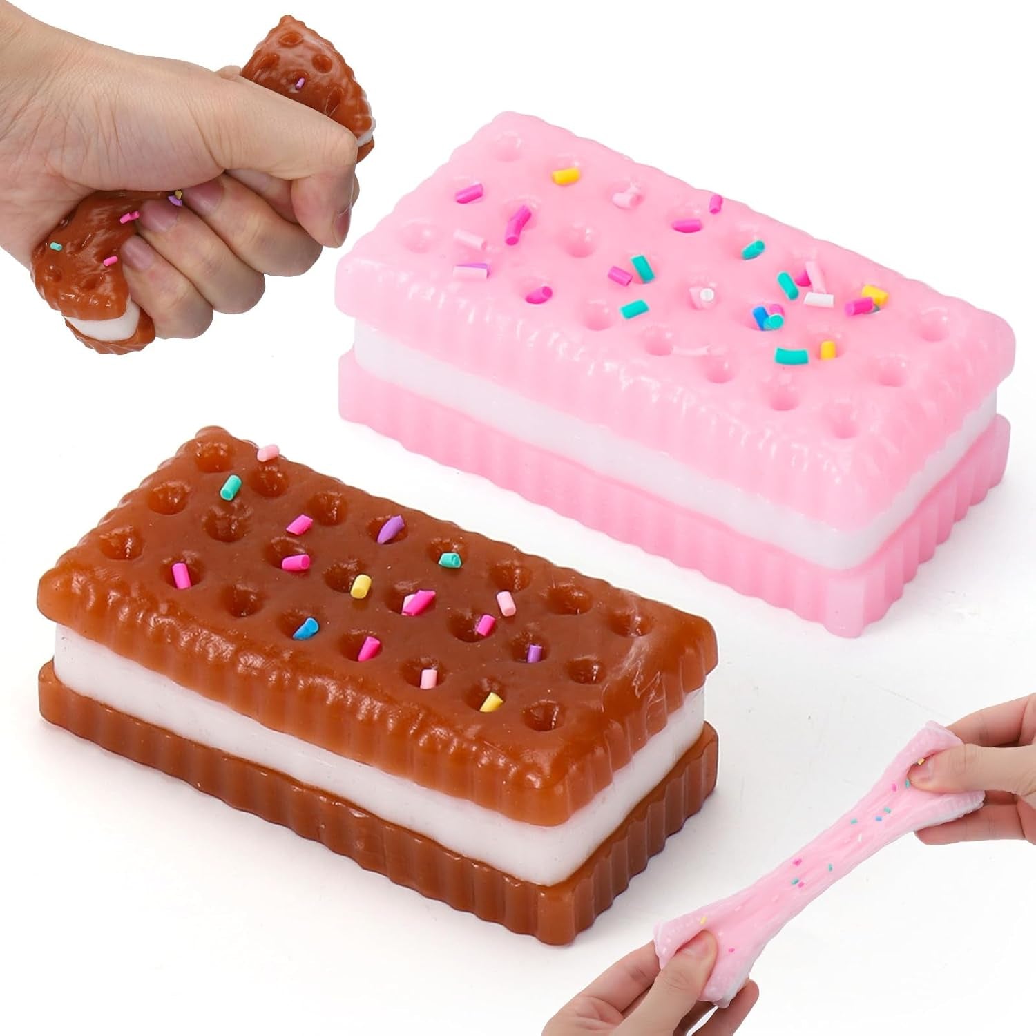 Silicone Stress Relief Squishy,2 PCS Cookie Sticky Taba Squishy Fidget Toys Adults,Ultra-Soft Squeeze Toys,Fun Silicone Enjoy Decompression Toy,Soft and Relaxing Squeezing Toy